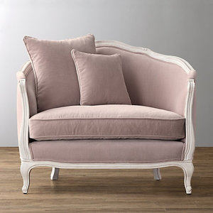 Fauteuil simple en <span class=keywords><strong>velours</strong></span> <span class=keywords><strong>rose</strong></span> français de style nordique, en bois massif, pour salon de villa, mobilier rétro - Product Image 1