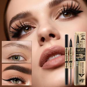 Meilleur kit de maquillage 2-en-1 à marque privée : <span class=keywords><strong>Eyeliner</strong></span> <span class=keywords><strong>liquide</strong></span> pigmenté longue tenue, waterproof et épais, et <span class=keywords><strong>Eyeliner</strong></span> minéral pour cils recourbés avec tampon - Product Image 1