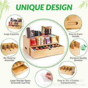 Huifa Wooden <b>Coffee</b> Pod Storage <b>Box</b> Double Layer Organizer With Compartments For Home Use - Product Image 3
