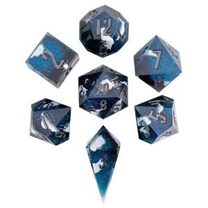 Juego de Dados Premium Udixi para Juegos de Mesa, Dados de Resina Poliedricos Prismáticos de 7 Piezas con Pegatinas de <span class=keywords><strong>Luna</strong></span> para RPG, Dados de Resina con Bordes Afilados - Product Image 1