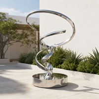 Sculpture abstraite moderne en ruban argenté, lame spirale, finition miroir, en acier inoxydable, pour projets hôteliers et commerciaux, commande en gros
