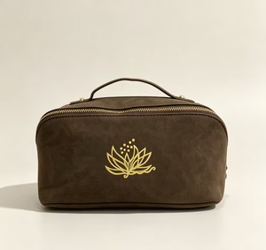 Wholesale 9 Inches Suede Fabric Makeup <b>Bag</b> New Design Cosmetic <b>Bag</b> with Foil Gold Logo Portable <b>Zipper</b> <b>Storage</b> <b>Bag</b> - Product Image 2