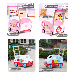 Jouets éducatifs Montessori en <span class=keywords><strong>bois</strong></span> pour tout-petits <span class=keywords><strong>de</strong></span> 1 à 3 ans, poussette à pousser pour bébé - Product Image 5