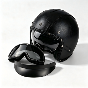 <span class=keywords><strong>Casco</strong></span> de Moto Abierto 3/4 Estilo Retro Vintage para Scooter, <span class=keywords><strong>Casco</strong></span> de Seguridad para Hombre y Mujer, Ideal para Conducir en Invierno - Product Image 2