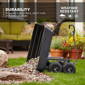 Quick-Release 4 Cu Ft Tub 600lb Haul Capacity Black Heavy-Duty Powder-Coated Steel Utility <strong>Wagon</strong> Garden <strong>Dump</strong> <strong>Cart</strong> OEM Garden - Product Image 3
