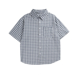 Chemise à carreaux classique à manches courtes pour homme, coupe ample et décontractée, 100 % coton, avec logo personnalisé, idéale pour l'été - Product Image 3