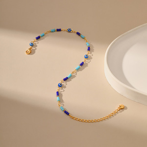 बोहो जातीय शैली 18k सोने के बीड चेन विंटेज आई फैशन गहने - Product Image 3