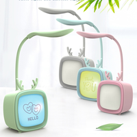 Lampe de bureau LED USB rechargeable à lumière blanche chaude pour la protection des yeux des étudiants, avec contrôle tactile, intensité réglable, design portable de dessin animé, pour chambre d'enfant