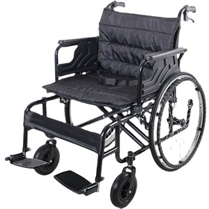 Fauteuil roulant manuel pliable, léger, avec cadre en acier et siège élargi pour l'aide à la mobilité des personnes âgées - Product Image 1