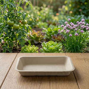 Assiettes rectangulaires biodégradables en bagasse de canne à sucre de 7 pouces, écologiques et jetables, en gros - Product Image 1