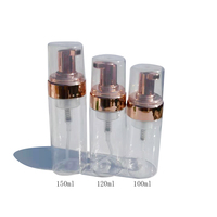 PET100 120 150ml L'orignal Nettoyant Visage Gel Douche Bas Usure Nettoyant Plaqué Or Rose Tête de Pompe En Plastique Transparent Bouteille de Mousse