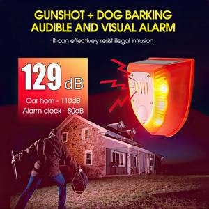 Luz de Alarma con Sensor de Movimiento Infrarrojo y Energía Solar, con Sonido de Ladrido de Perro de 129db, Alarma de Seguridad Independiente para Hogar, Jardín y Granja - Product Image 4