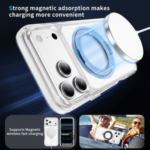 Custodia per iPhone 17 Pro Max, con supporto girevole a 360°, magnetica, trasparente, rigida, antiurto, compatibile con iPhone 12/13/14/15 Pro Max/17 Pro - Product Image 2