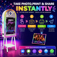 Miroir Photo Tendance avec Plateau d'Imprimante, Support de Photobooth à Arche, Machine Photo Portable pour Selfie, Miroir Magique