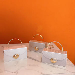 Weiße Hochzeits feier Braut Acryl Box Clutch Top Griff Geldbörse Cocktail Party Abendessen Handtasche Frau Metall Shell Lock Abend tasche - Product Image 5