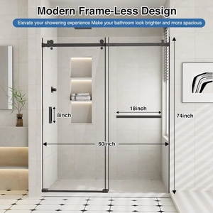 Cabine de douche moderne entièrement fermée et étanche avec portes coulissantes doubles en verre trempé transparent, salle de bain sur mesure - Product Image 3