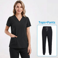 En gros Blouse de travail médicale extensible respirante unie à col en V pour femmes et hommes, personnalisable