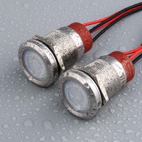 10A 22mm interruptor metálico control cocina, impermeable, antisuciedad, símbolo poder, autoenclavamiento/momentáneo, pulsador