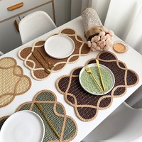 Sous-verre en papier tissé à motif floral, résistant à la chaleur, décoration de table à manger, tapis isolant thermique pour assiette