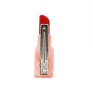 CANYUAN personalizzato coreano fermaglio per capelli 7.5cm rosso acrilico forcina personalizzata cuciture rosse in metallo acetato all'ingrosso LOGO personalizzato - Product Image 5