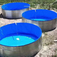 Bassin Circulaire pour Système d'Aquaculture RAS, Bassin d'Élevage Galvanisé en PVC pour Ferme Aquacole
