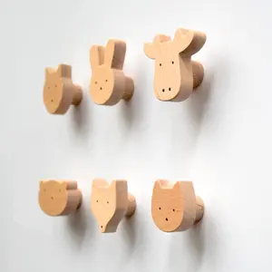 Eco Friendly Bedroom Children's Animals Wooden Wall Decoration Hooks