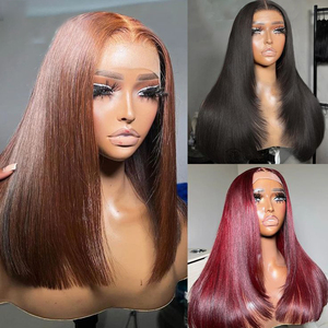 Mật Độ 200% Đôi Vẽ Bob Thẳng Nguyên Brazil Lớp Cắt Glueless Tóc Giả Cho Phụ Nữ Da Đen 4X4 13X4 Ren Phía Trước Tóc Giả Tóc Con Người - Product Image 2