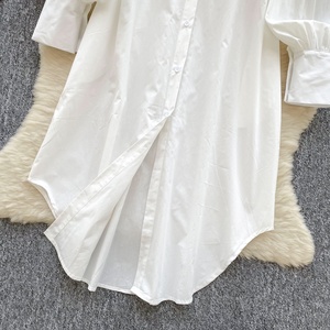 Vestido Camisero Estilo Minimalista para <span class=keywords><strong>Mujer</strong></span>, Diseño Holgado con Mangas Farol, Chic y Elegante para Primavera - Product Image 5