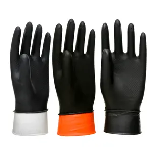 Latex Sun Flower Black Industrial Latex Gloves-withGrip60grams