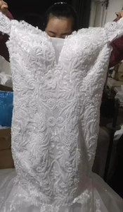 S8280F personnaliser hors épaule grande taille col en V lourd perlé africain sirène <span class=keywords><strong>mère</strong></span> de la <span class=keywords><strong>mariée</strong></span> robes <span class=keywords><strong>pour</strong></span> mariage - Product Image 4