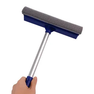 Ev temizlik aracı 2-in-1 çok fonksiyonlu çift taraflı alüminyum çubuk sünger kafa ile pencere temizleyici cam silecek kazıyıcı - Product Image 1