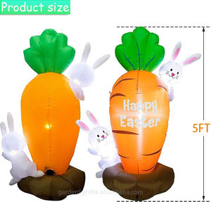 Décoration gonflable de Pâques de 1,5 m - Carotte gonflable lumineuse avec lapins mignons pour la décoration de jardin, pelouse, patio et fêtes - Product Image 2
