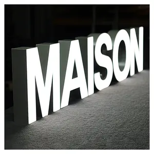 Enseigne personnalisée en aluminium avec logo LED enseigne lumineuse publicitaire 3D en lettres illuminées pour l'extérieur