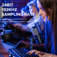 Microfono a Condensatore da Studio con Cavo per Registrazione, Trasmissioni, YouTube, Live Stream e Gaming con RGB e USB