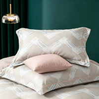 Ensemble de literie à imprimé géométrique Chevron beige, ensemble de housse de couette en microfibre douce 4 pièces avec taies d'oreiller pour la décoration de la chambre à coucher