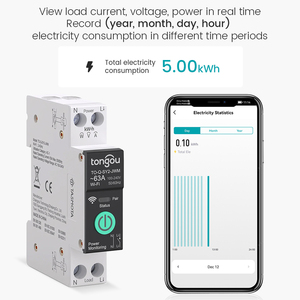 Interrupteur relais <span class=keywords><strong>Tasmota</strong></span> WiFi, disjoncteur 1-63A, compteur de puissance MQTT DIY, protection contre les surtensions et les surintensités TONGOU - Product Image 3