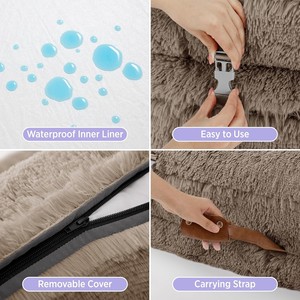 Cama para Perros de Espuma Viscoelástica Extra Grande para Invierno, Transpirable, Ortopédica, Resistente al Agua, Altura Ajustable, Funda Extraíble, Tamaño Humano para Mascotas - Product Image 3