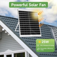 Ventilateur d'extraction solaire 25W 12V pour moustiquaire, système de ventilation pour serre domestique, poulailler, abri extérieur pour animaux de compagnie 12025