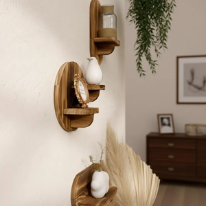 Hiện Đại Sang Trọng Hình Bầu Dục Bằng Gỗ Kệ Nổi Tường Kệ Gỗ Thẩm Mỹ Trang Trí Nội Thất Mộc Mạc Quốc Gia Phòng Trang Trí Nội Thất - Product Image 6