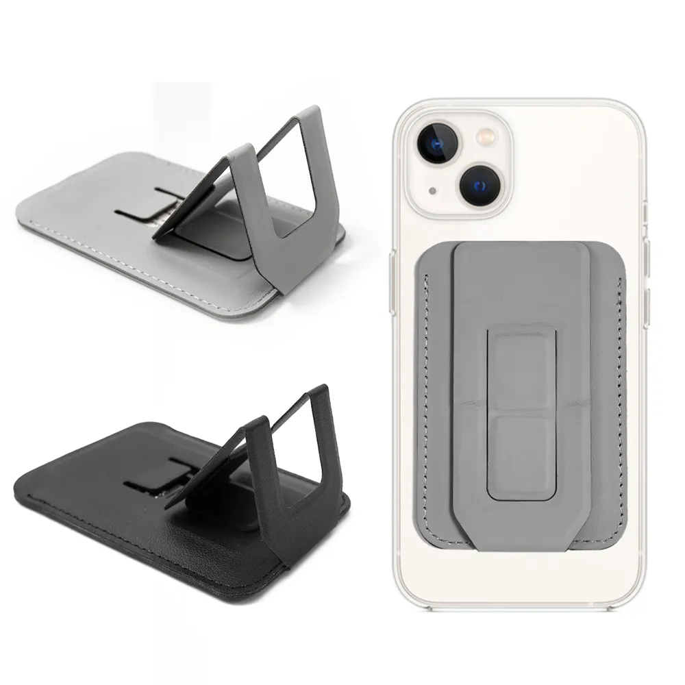 2022 Mini PU Leather Folding Phone Stand Invisible Adjustable Cell Phone cradle Magnetic mobile phone holder for iPhone