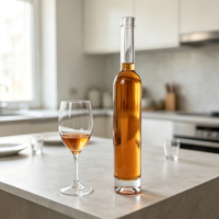 Bouteille de vin vide transparente, cylindrique, à col long, à fond lourd, pour vin de glace, vente en gros directe usine