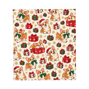 <b>Christmas</b> Corgi Plush <b>Blanket</b> Cute Puppy Gifts Pattern Soft Throw 50x60 Inch Flannel Fleece 100% Polyester Cozy Customizable - Product Image 4