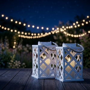 Lanternes porte-bougies en métal blanc en gros pour la décoration de table de Noël à la maison - Product Image 3