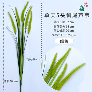 ดอกไม้ประดิษฐ์ฟอกซ์เทลรีด 92 ซม. สีเขียว 5 หัว ต้นไม้ตกแต่ง - Product Image 1