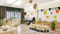 Ensembles de chaises et de bureaux Montessori en bois modernes pour les établissements d'enseignement préscolaire, les garderies, les centres d'éducation précoce et les jardins d'enfants