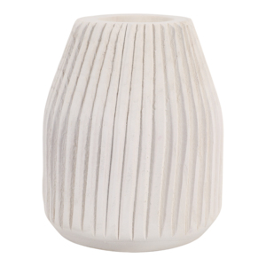 Vaso in Legno Scanalato Rotondo per Arredamento Casa, Soggiorno, Camera da Letto, Ufficio, Esposizione su Tavolo, Stile Casual Intagliato a Mano - Product Image 3