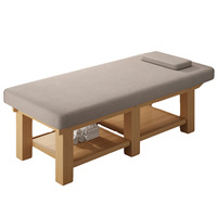 Lit de massage thaïlandais en bois massif pour salon de spa, table de massage professionnelle en bois avec base en bois et matelas confortable
