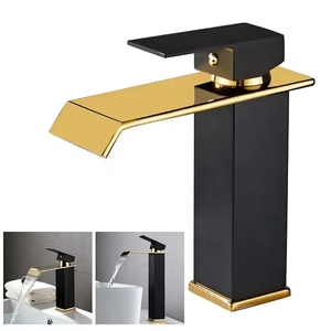 Modern Matt <strong>Black</strong> Square Waterfall Basin Faucet Colorblock Stainless Steel Body Hot Cold Water Mixer <strong>Taps</strong> for Bathroom Washing - Product Image 5