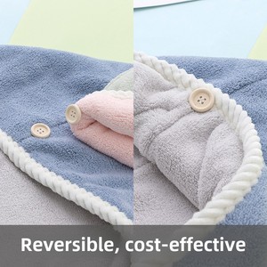 Turbante Asciugacapelli a Doppio Strato in Microfibra per Donna, Asciugamano in Velluto di Corallo per Asciugatura Rapida, Uso Domestico, Tecnica Tessuta, Vendita all'Ingrosso - Product Image 5