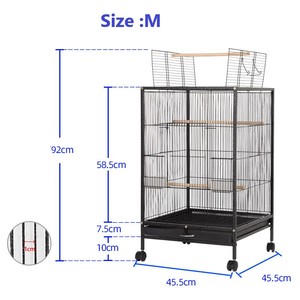 2023 Metal Large Birdcage Fancy For Pigeons Parrots Iron Wire Square Tube Birdhouse With Wheels Station Bars Food Boxes Tray - Product Image 6